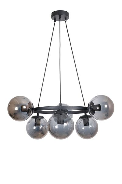 Fer Avize World Modern Design Kitchen - Living Room - Bedroom - Ceiling Black Color Smoked Glass 6-Piece Chandelier