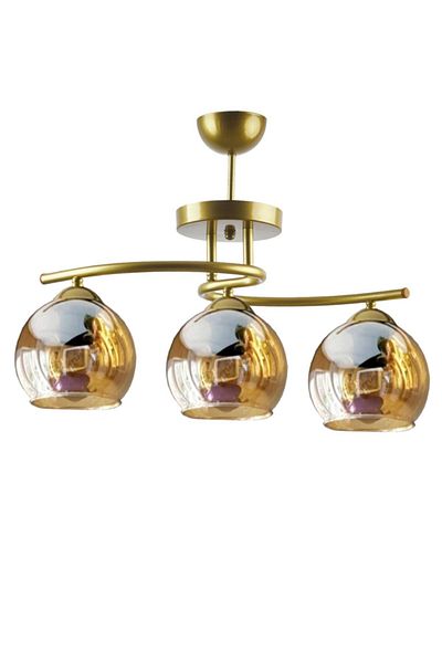 Fer Avize Fuji Special Design - Modern Sports Distressed Case with Honey Color Glass - Living Room and Kitchen 3-Piece Chandelier Set