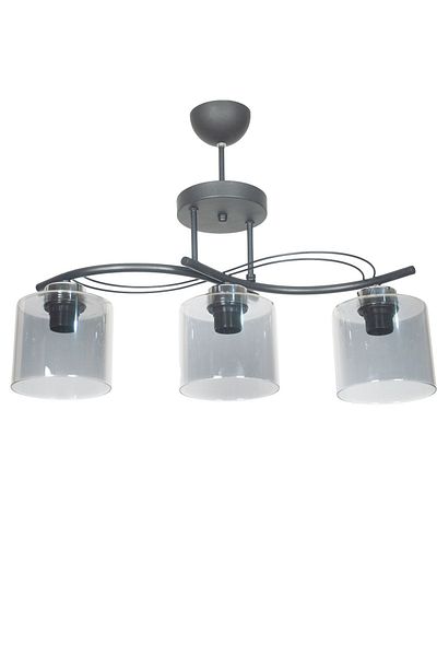 Fer Avize Rengin Modern Black Color Smoked Glass Living Room - Kitchen - Bedroom 3-Piece Chandelier