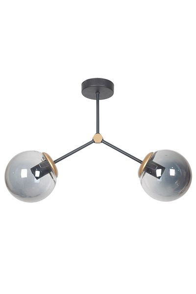 Fer Avize Focus Modern Design Living Room - Kitchen - Cafe - Hall - Bedroom Black Gold Color Smoked Glass Chandelier of 2