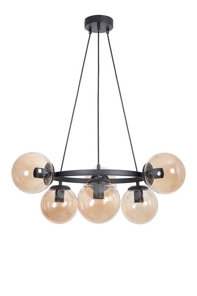 Fer Avize World Modern Design Kitchen - Living Room - Bedroom - Ceiling Black Color Honey Glass 6-Piece Chandelier