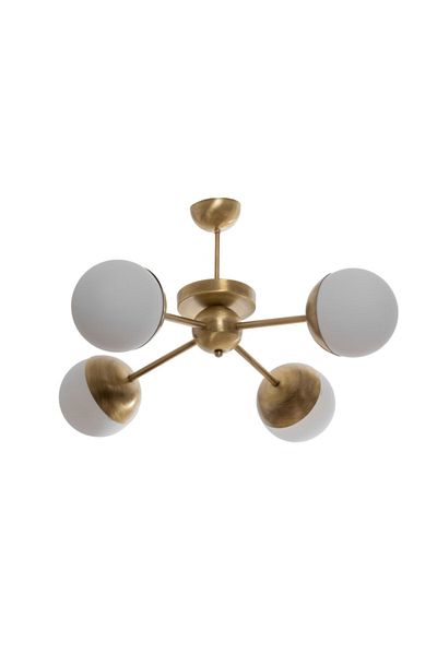 Fer Avize Rima Modern 4-Piece Chandelier - White Glass Plofenyer, for Living Room and Bedroom
