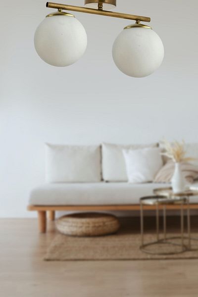 Fer Avize Nika Modern Antique White Glass Modern Living Room - Kitchen - Bedroom 2-Piece Chandelier