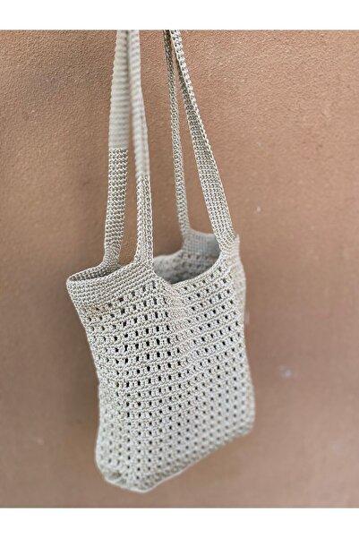 Parla Life Geantă tricotată manual cu mâner strălucitor - pentru zi cu zi și ...
