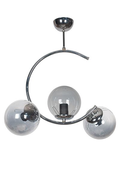 Fer Avize Julia Crescent Model Chrome Smoke Chandelier - 3-Piece Living Room and Bedroom Set