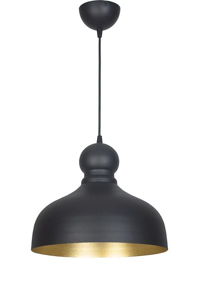 Fer Avize Sevgi Modern Design Antique Detailed Black Inside Gold Color Metal Single Chandelier
