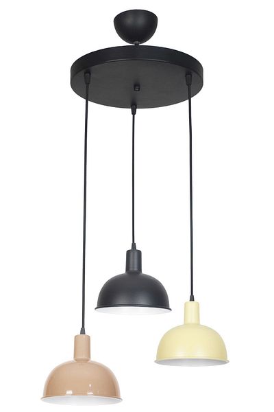 Fer Avize Prague Modern Children's Room - 3-Piece Brown Black Cream Color Pendant Lamp, Cafe - Living Room - Kitchen Chandelier