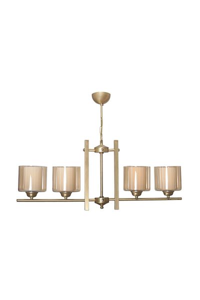 Fer Avize Pierro Retro Rustic Antique Color Double Glass Dining Table Top Row 4-Piece Chandelier