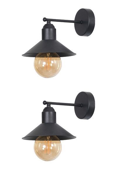 Fer Avize Neva Modern Design Living Room - Kitchen - Bedroom - Complete Black Color (2 PCS) Wall Sconce