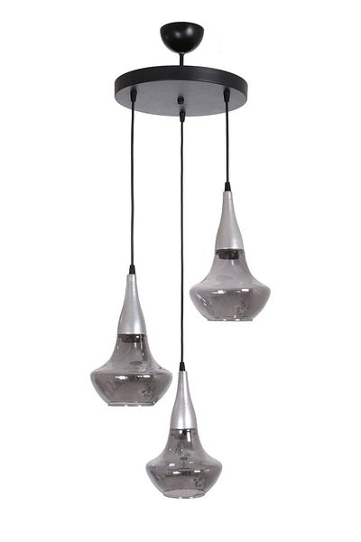 Fer Avize Foragri Modern Design Kitchen Living Room Bedroom Gray Color Smoked Glass 3-Piece Chandelier