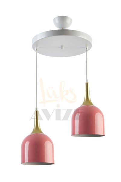Fer Avize Reına Modern Tasarım Metal Başlık Pembe Renk Sarkıt Cafe - Mutfak 2...