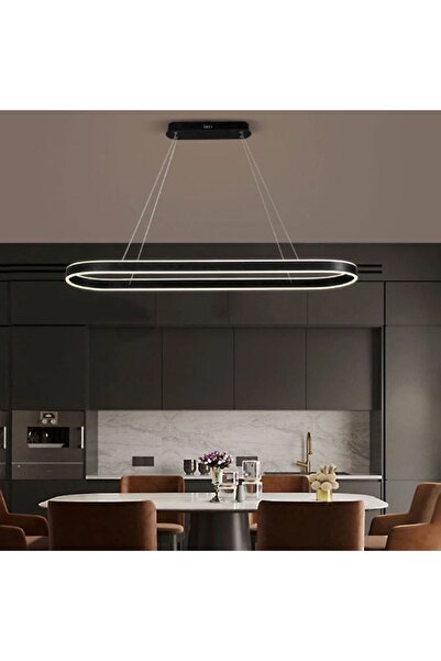 CATLUZ Siyah Oval Ø110*35cm Led Lamba,sarkıt Avize,modern Aydınlatma,dekorati...