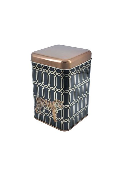 EVLE Ef022-f3 Safari Tiger Patterned Square Metal Storage Container 11x11 Cm