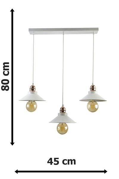 Fer Avize Alfa Modern Row Pendant Lamp White Cafe - Kitchen 3-Piece Chandelier