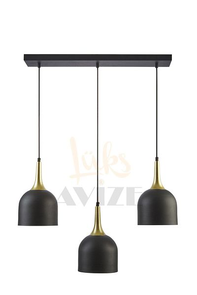Fer Avize Reına Modern Design Metal Headboard Black Color Row Cafe - Kitchen Pendant Lamp 3-Piece Chandelier