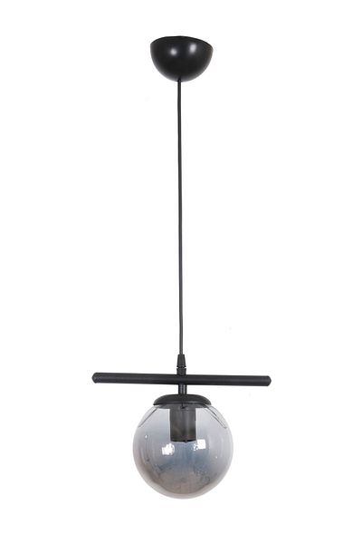 Fer Avize Ekobe Modern Design Cafe - Kitchen - Living Room - Hall Black Color Smoked Glass Single Chandelier
