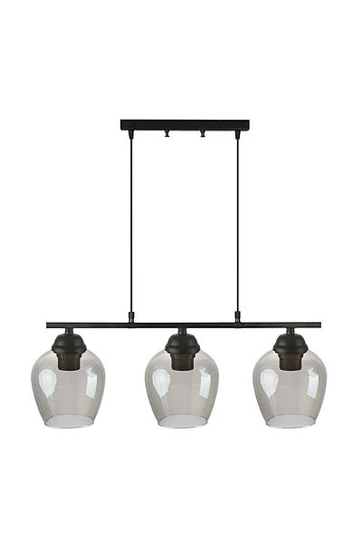 Fer Avize Caesar 110 Modern Design Living Room - Kitchen - Dining Table - Black Color Smoked Glass 3-Piece Chandelier