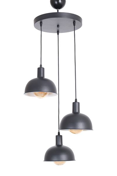Fer Avize Prague Modern Children's Room - Cafe - Living Room - Kitchen 3-Piece Black Color Pendant Lamp 3-Piece Chandelier