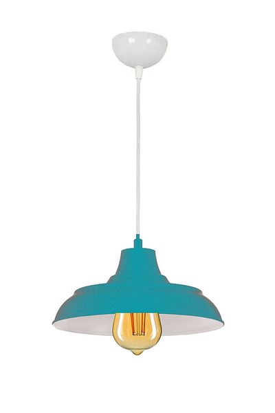 Fer Avize Sinyor Modern Metal Finish Turquoise Inside White Pendant Lamp Cafe - Kitchen Single Chandelier