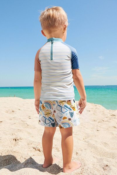 Next Baby Upf 50+ Cream Safari Sun Protection Swimsuit Set with Shorts