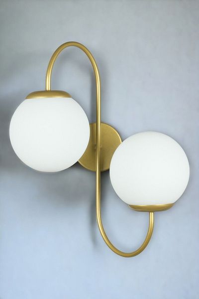 Fer Avize Jupiter Sconce - Modern Design, Antique Color, White Glass Cafe - Hall Wall Sconce for Kitchen and Bedroom