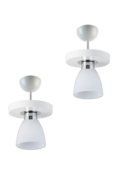 Fer Avize Jojo 2 Pieces White Case White Glass Cafe - Kitchen Chandelier (2 Pcs)