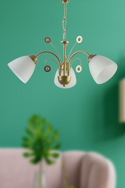 Fer Avize Idil Antique Modern White Living Room - Kitchen - Bedroom 3-Piece Chandelier