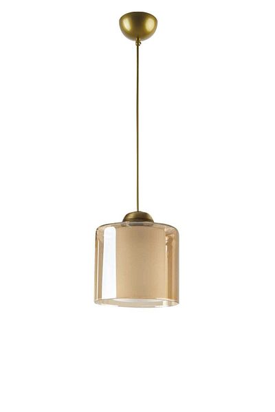 Fer Avize Modern Design Honey Double Glass Living Room - Kitchen Single Chandelier