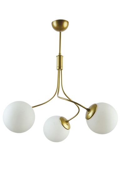 Fer Avize Napoli Modern Antique Color Off White Glass Living Room - Kitchen - Bedroom 3-Piece Chandelier