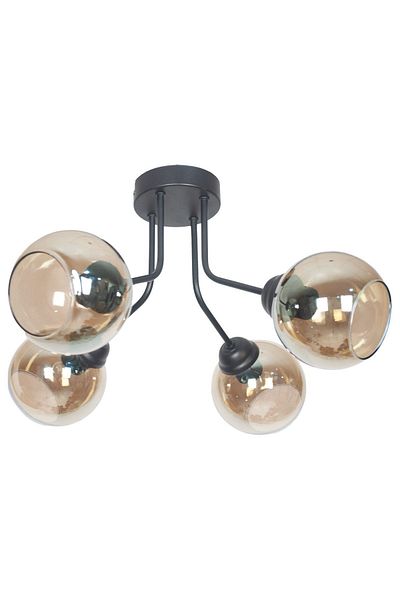 Fer Avize Rosa Modern Luxury Design Ceiling Plafonier Black Color Smoked Glass 4-Piece Chandelier