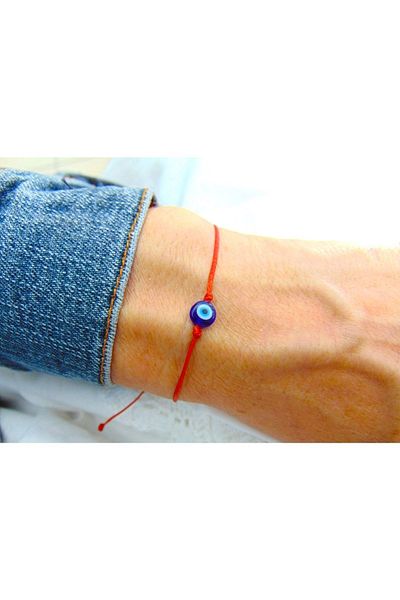 Stoneday Blue Color Red String Bracelet with Evil Eye Beads