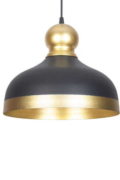 Fer Avize Adele Modern Design Antique Detailed Striped Black Inside Gold Color Cafe - Kitchen Metal Single Chandelier