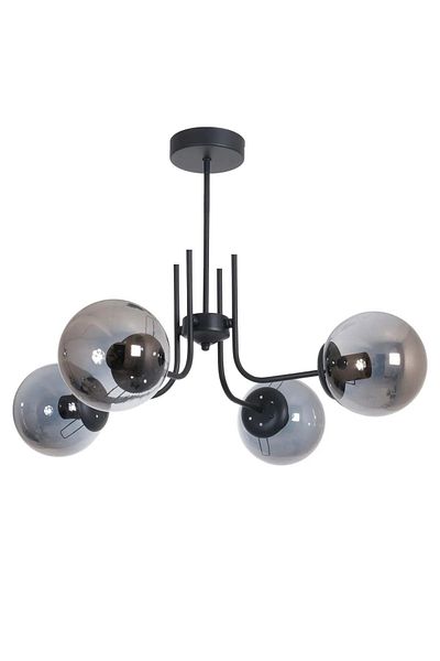 Fer Avize Tanya Modern Design Kitchen - Living Room - Bedroom - Ceiling Black Color Smoked Glass 4-Piece Chandelier