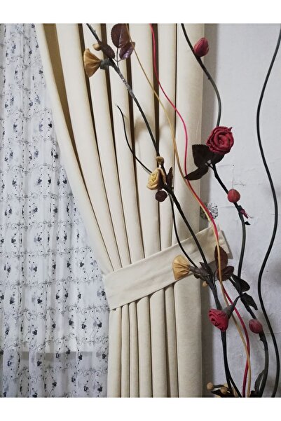 Karesi Sık Pileli 1x3 Açık Bej (KOYU KREM) Rengi Fon Perde Tek Kanat 9240