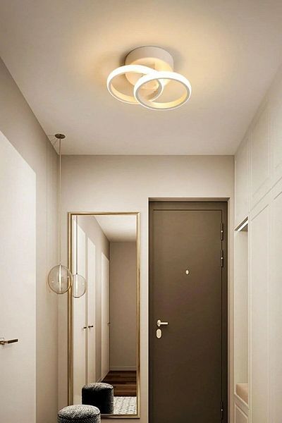 Fer Avize Lily Modern Design White Color Living Room Kitchen Hall White Led 2-Piece Chandelier