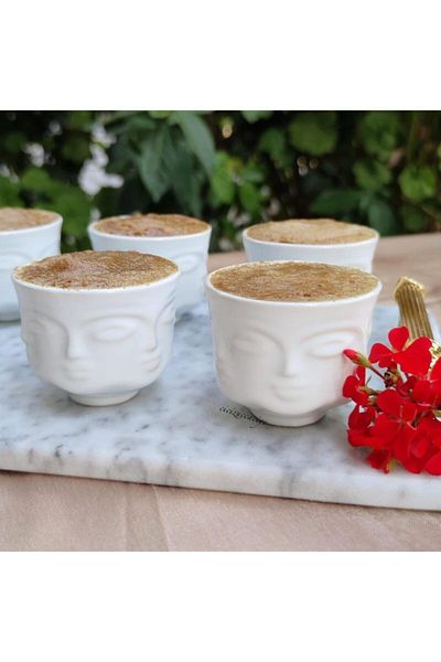 TAMER YİĞİT Face Set of 6 Cups White