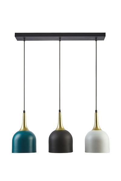 Fer Avize Reına Modern Design Metal Head Mix Color Row Pendant Lamp Cafe - Kitchen 3-Piece Chandelier