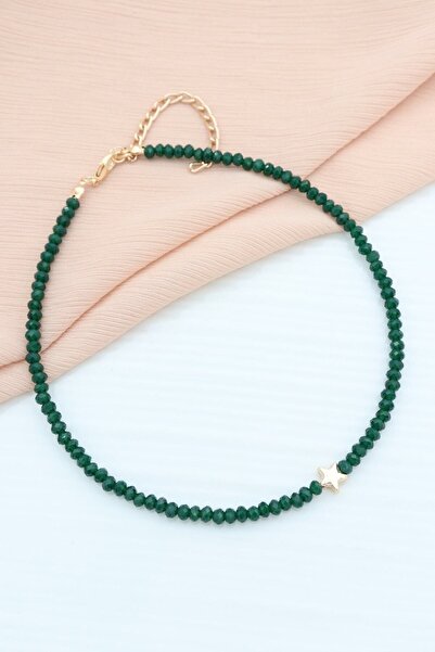 Eylül Takı Kadın Yeşil Minik Yıldız Figürlü Kum Boncuk Kolye