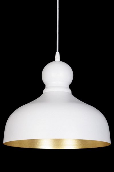 Fer Avize Sevgi Modern Design Antique Detailed White Inside Gold Color Metal Single Chandelier