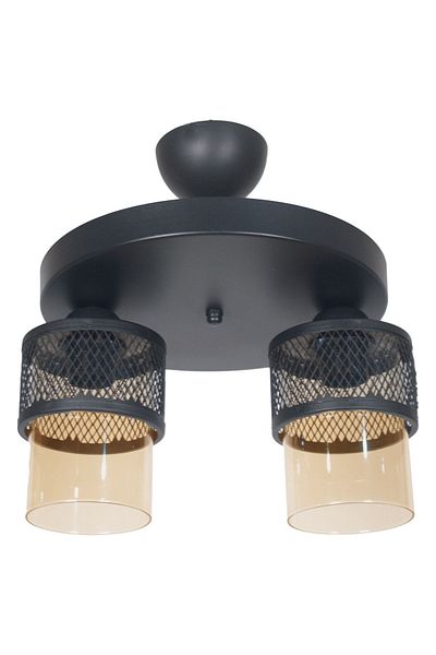 Fer Avize Fantastic Modern Design Plafonier Black Color Honey Glass Living Room - Kitchen - Bedroom 2-Piece Chandelier