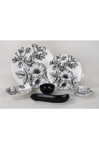Keramika Breakfast Set Floral Patterned 4-Piece 19 Pieces