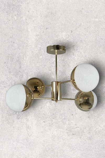 Fer Avize Oscar Modern Luxury Design Gold Color Case - Living Room - Kitchen - Bedroom Led 4-Piece Chandelier