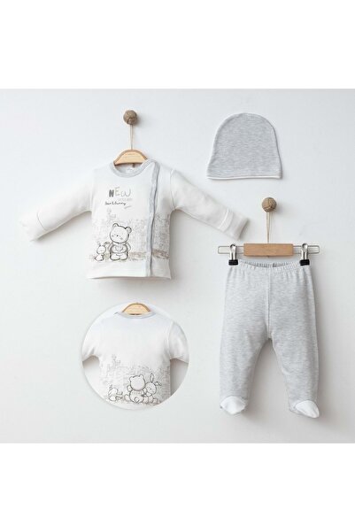 Genel Markalar Bebek Hastane Çıkış Seti 3'lü %100 Pamuk Şapkalı Takım Kendind...