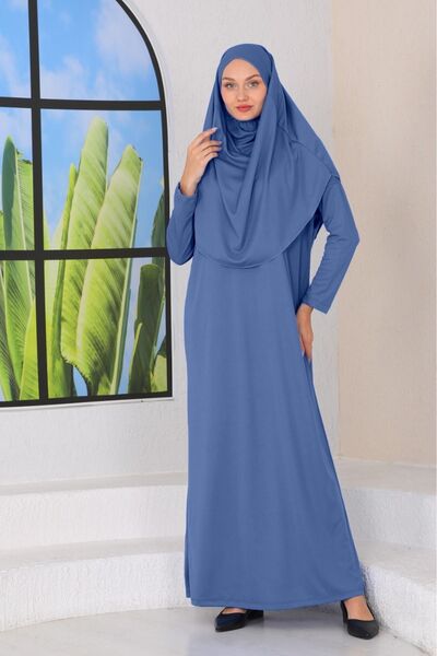 miss ledonna Indigo Blue Ολόσωμο φόρεμα προσευχής που φοριέται εύκολα