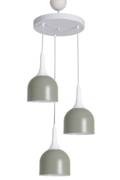 Fer Avize Reina Modern Design Living Room - Kitchen - Cafe White Case Green Color Pendant Lamp 3-Piece Chandelier