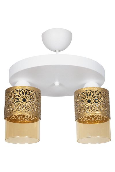 Fer Avize Ft Modern Design White Honey Glass Plafonier - 2-Piece Chandelier for Living Room and Bedroom