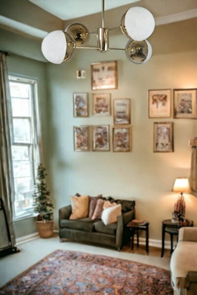 Fer Avize Oscar Modern Lüks Tasarım Gold Renk Kasa - Salon - Mutfak - Yatak Odası Led 4'lü Avize