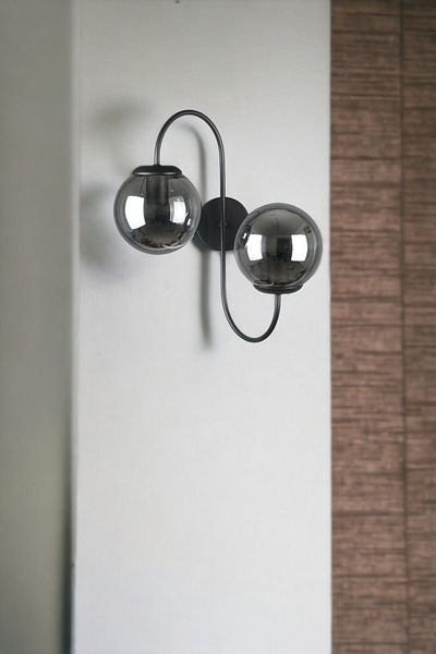 Fer Avize Jupiter Sconce - Black Smoked Glass Modern Design Cafe Kitchen Bedroom Hall Wall Sconce