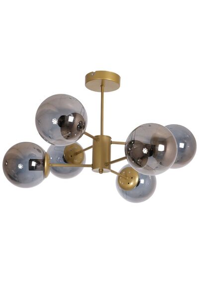 Fer Avize Oscar Lüks Tasarım Eskitme Renk Kasa Füme Camlı Salon - Mutfak - Ya...