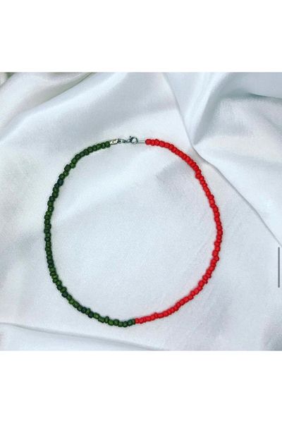Stoneday Green Red Colored Two-Color Special Design Sand Bead Necklace